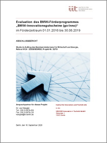 Cover der Publikation Evaluation des Förderprogrammes "BMWi-Innovationsgutscheine (go-Inno)", 2016-2019