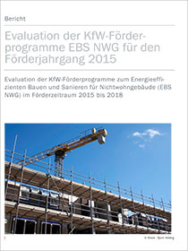 Cover der Publikation Evaluation der KfW-Förderprogramme zum Energieeffizienten Bauen und Sanieren für Nichtwohngebäude (EBS NWG) im Förderzeitraum 2015
