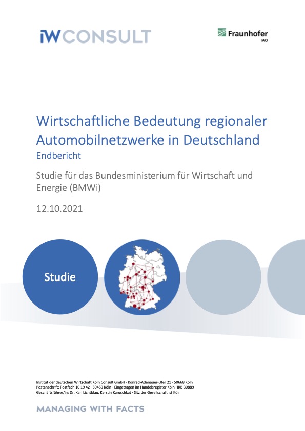 Cover der Publikation Wirtschaftliche Bedeutung regionaler Automobilnetzwerke in Deutschland