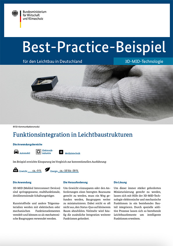 Cover der Publikation 3D-MID-Technologie - Best-Practice-Beispiel für den Leichtbau in Deutschland