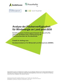 Cover der Publikation Analyse der Flächenverfügbarkeit für Windenergie an Land post-2030