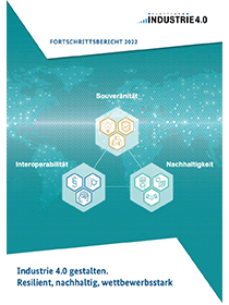Cover des Berichts  Industrie 4.0 gestalten. Resilient, nachhaltig, wettbewerbsstark