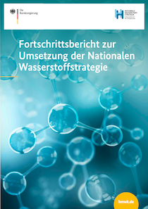 Cover der Publikation "Fortschrittsbericht zur Umsetzung der Nationalen Wasserstoffstrategie"