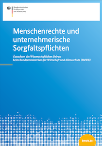Cover des Gutachtens des Wissenschaftlichen Beirats "Menschenrechte und unternehmerische Sorgfaltspflichten"