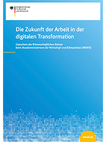 Cover des Gutachtens des Wissenschaftlichen Beirats "Die Zukunft der Arbeit in der digitalen Transformation"