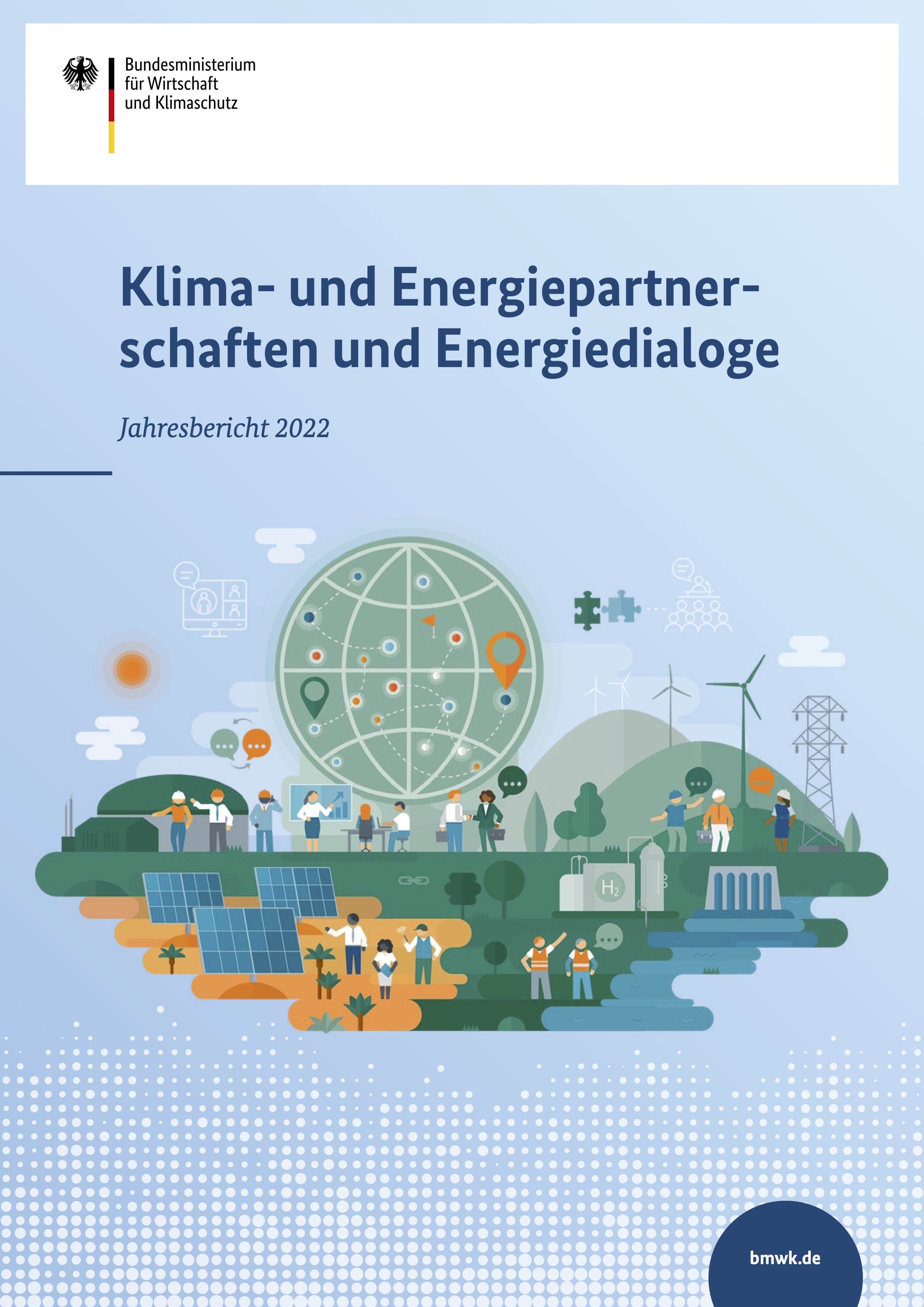 Cover der Publikation Jahresbericht Klima- und Energiepartnerschaften und Energiedialoge 2022
