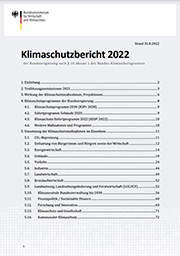 Cover des Klimaschutzberichts 2022