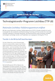 Cover des Newsletters Technologietransfer-Programm Leichtbau
