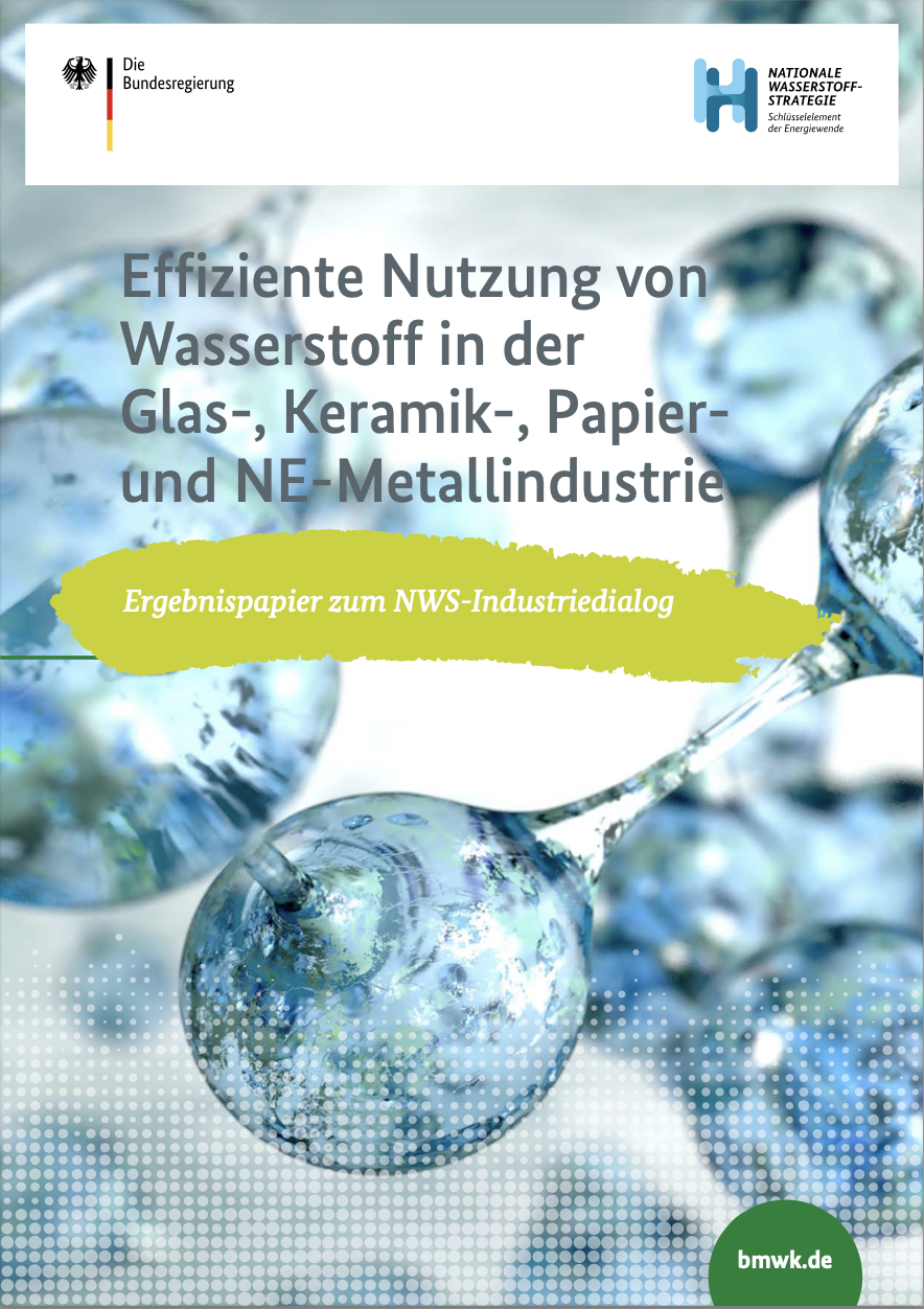 Cover der Publikation Effiziente Nutzung von Wasserstoff in der Glas-, Keramik-, Papier- und NE-Metallindustrie