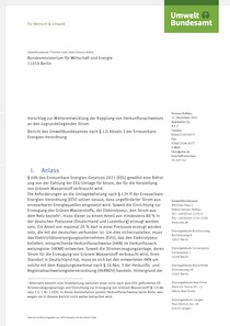 Cover des Berichts "Vorschlag zur Weiterentwicklung der Kopplung von Herkunftsnachweisen an den zugrundeliegenden Strom"
