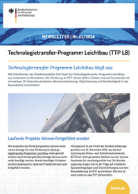 Cover des Newsletters Technologietransfer-Programm Leichtbau