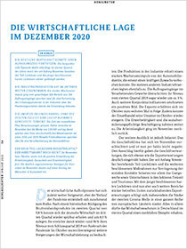 Cover der Publikation Schlaglichter der Wirtschaftspolitik "Die wirtschaftliche Lage im Dezember 2020"