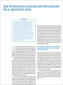 Cover der Publikation Schlaglichter der Wirtschaftspolitik "Die wirtschaftliche Entwicklung im 4. Quartal 2020"