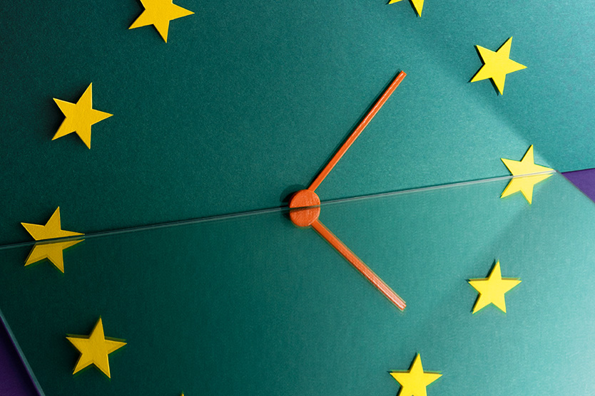 Europäische Sterne dargestellt als Uhr