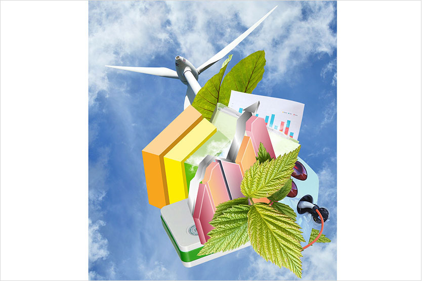 Illustration zum Thema "Klima schützen - Wirtschaft stärken"