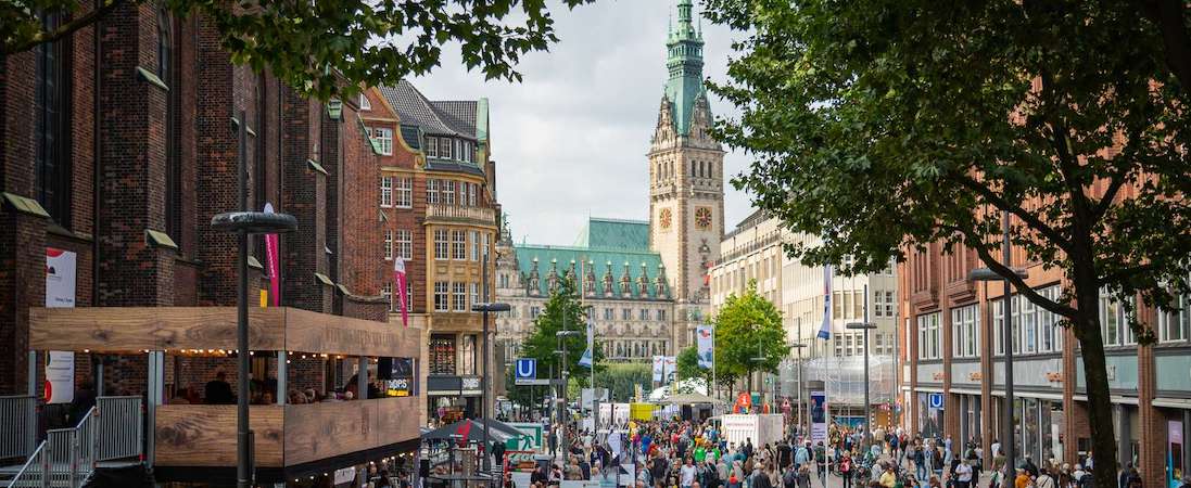 Blick auf Hamburg zum Tag der Deutschen Einheit in Hamburg
