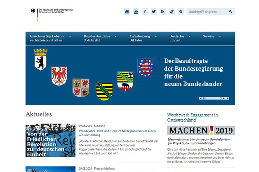 Screenshot der Website Beauftragter der neuen Länder