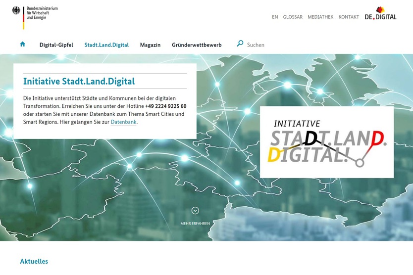 Screenshot der Website - de.digital - Initiative Stadt.Land.Digital
