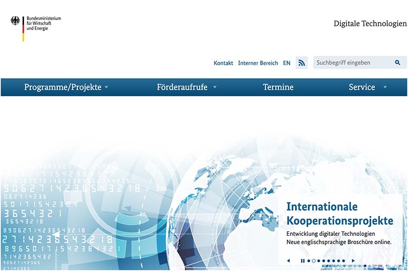 Screenshot der Website Digitale Technologien