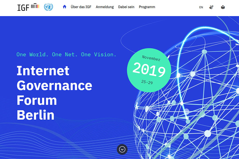 Screenshot der Website Internet Governance Forum Berlin