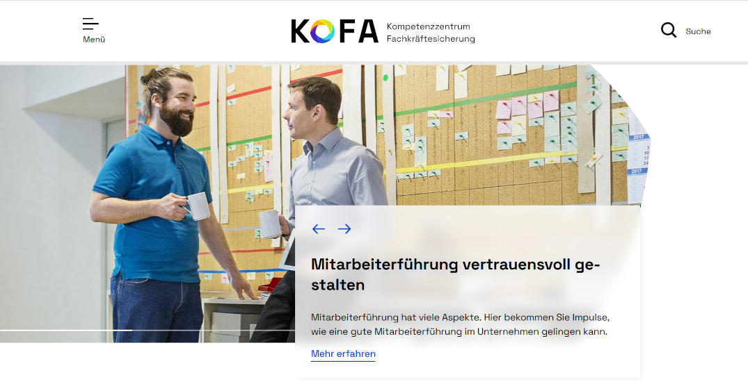 Screenshot der Website www.kompetenzzentrum-fachkraeftesicherung.de