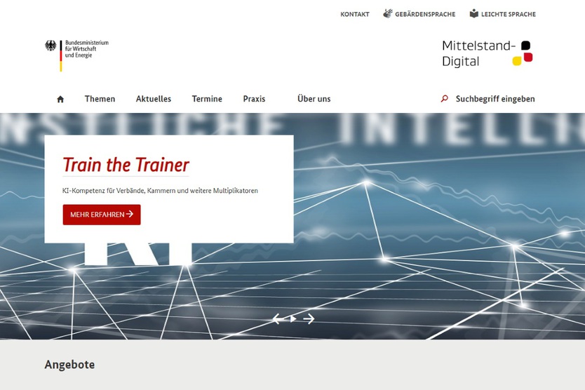 Screenshot der Website Mittelstand Digital