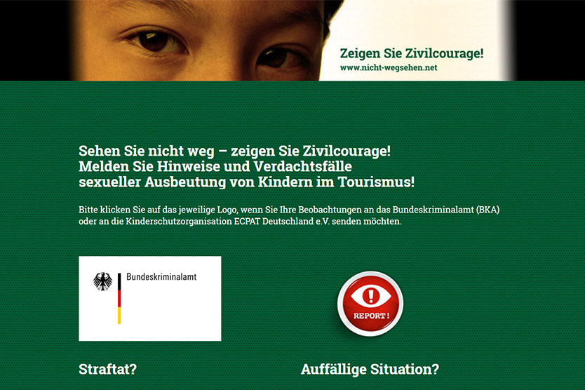 Screenshot der Website - nicht-wegsehen-net