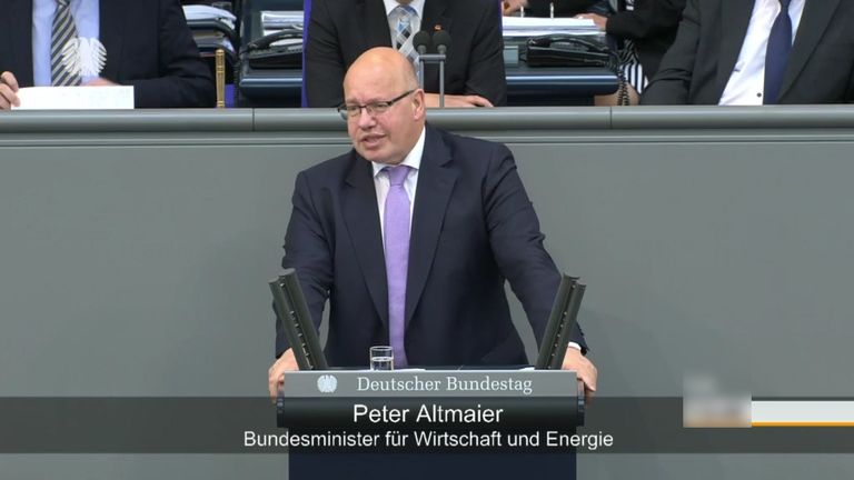 Screenshot aus dem VideoBundesminister Peter Altmaier zum Haushaltsentwurf