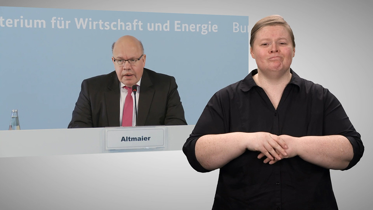 Screenshot aus dem Video Pressestatement von Bundesminister Altmaier zur Novelle des Außenwirtschaftsgesetzes (AWG)