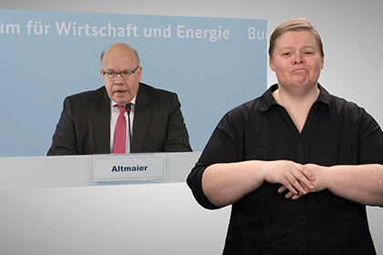 Screenshot aus dem Video Pressestatement von Bundesminister Altmaier zur Novelle des Außenwirtschaftsgesetzes (AWG)
