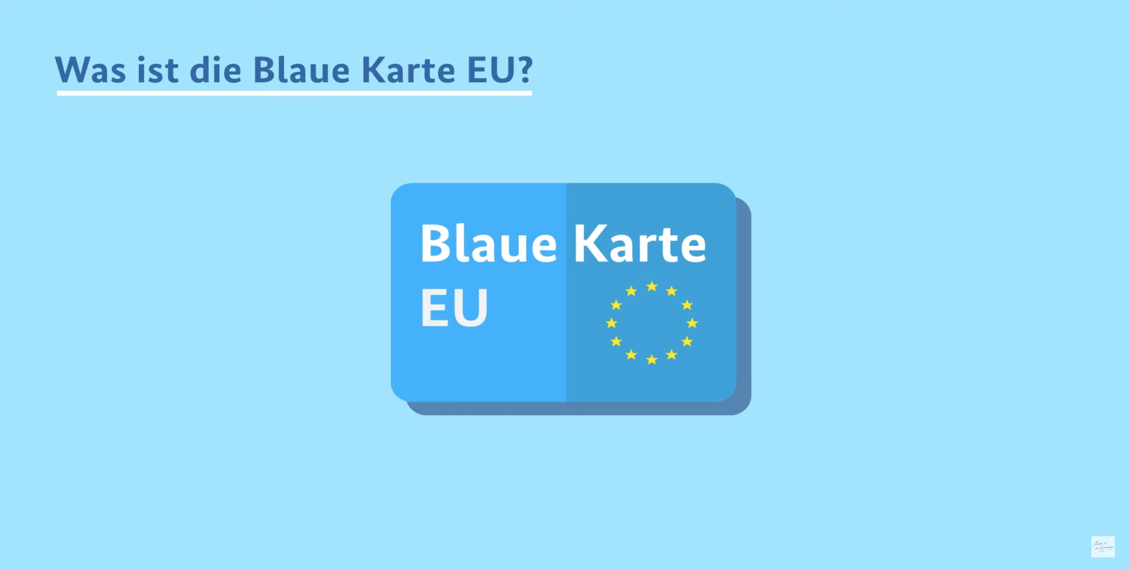 Screenshot aus dem Erklärvideo Blaue Karte EU