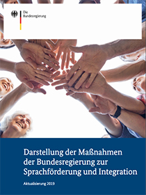 Cover der Publikation Darstellung der Maßnahmen der Bundesregierung für die Sprachförderung und Integration von Flüchtlingen