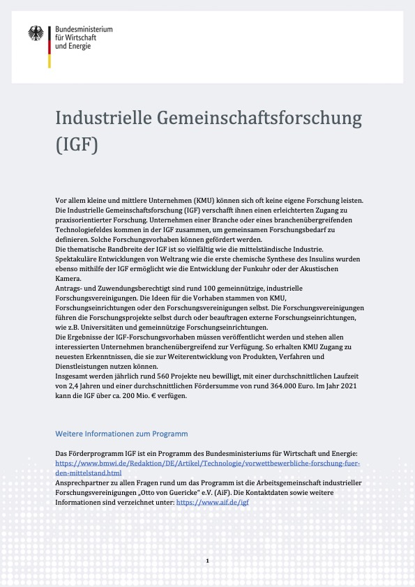 Cover Steckbrief Industrielle Gemeinschaftsforschung