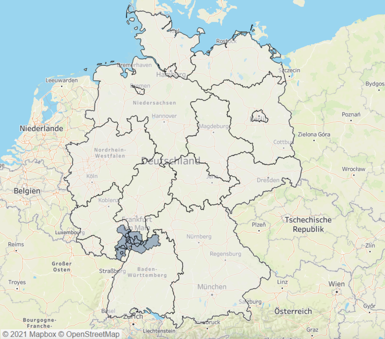 Metropolregion Rhein-Neckar Karte