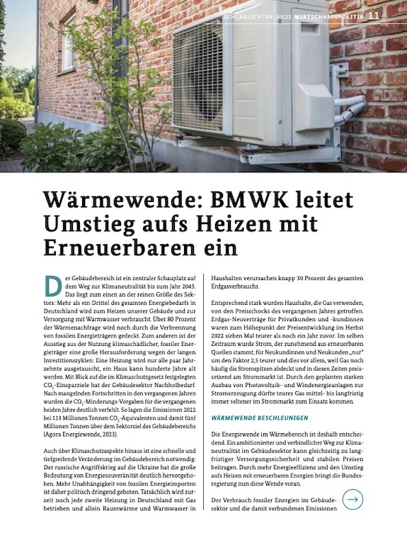 Cover: Wärmewende: BMWK leitet Umstieg aufs Heizen mit Erneuerbaren ein
