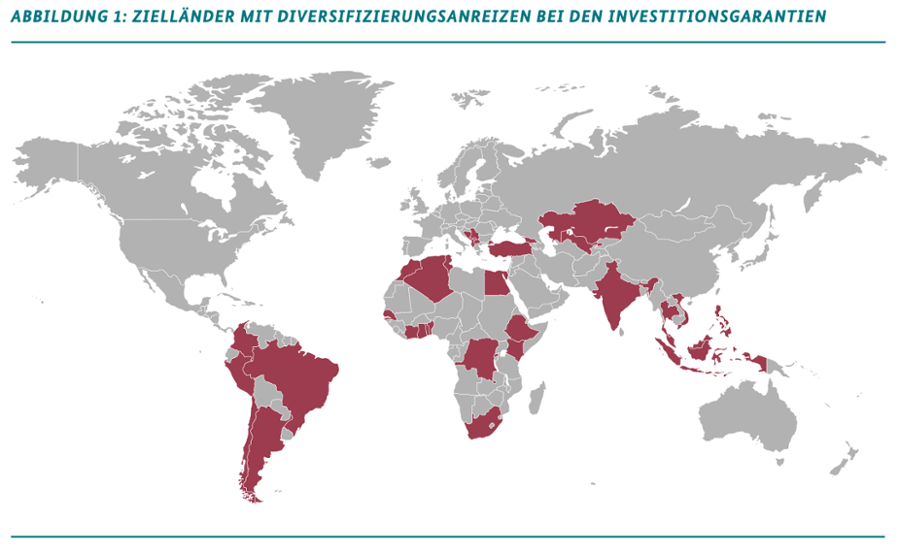 Abbildung 1: Zielländer mit Diversifizierungsanreizen bei den Investitionsgarantien