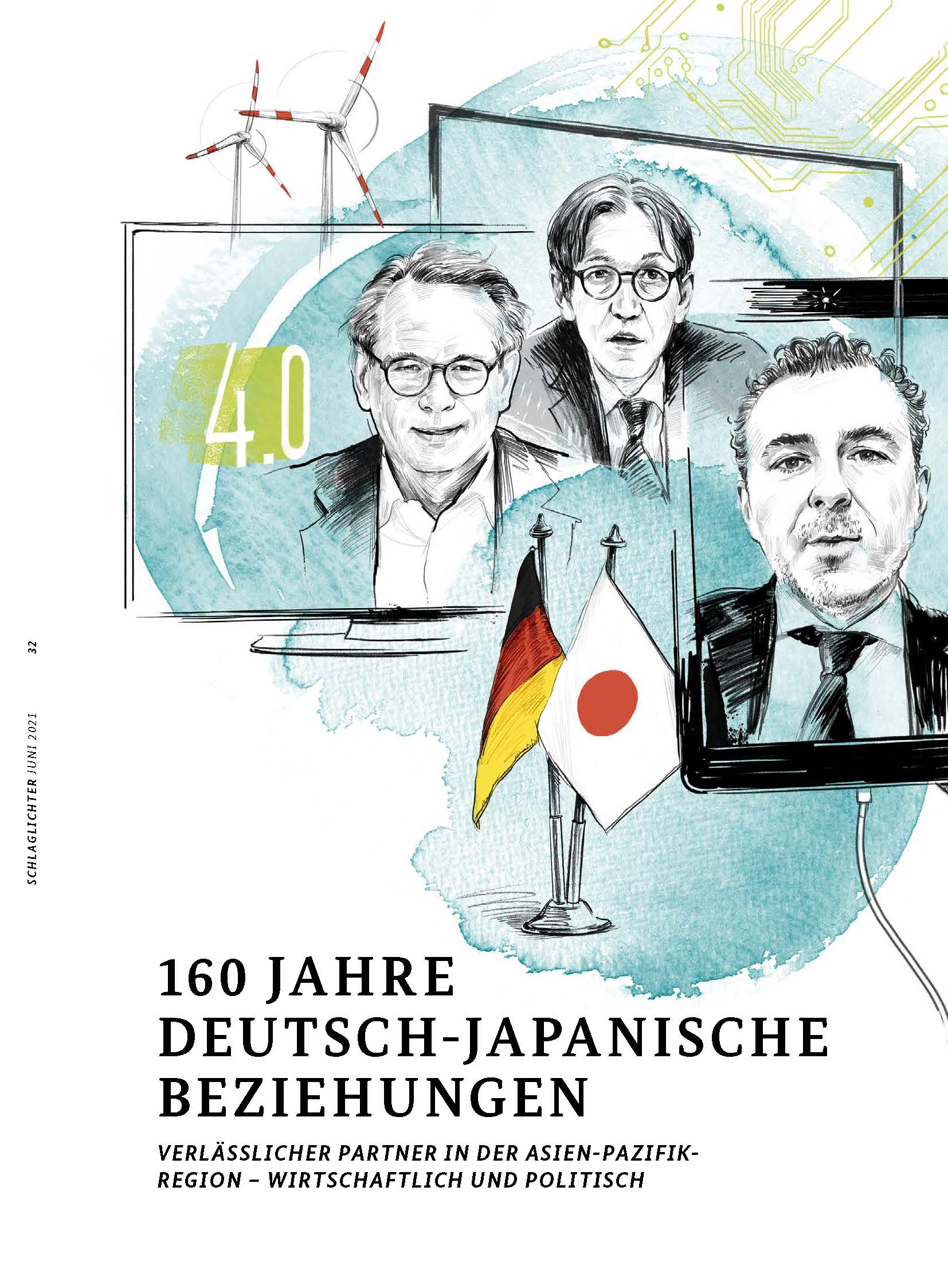 Cover der Publikation Schlaglichter der Wirtschaftspolitik "160 Jahre Deutsch-Japanische Beziehungen"