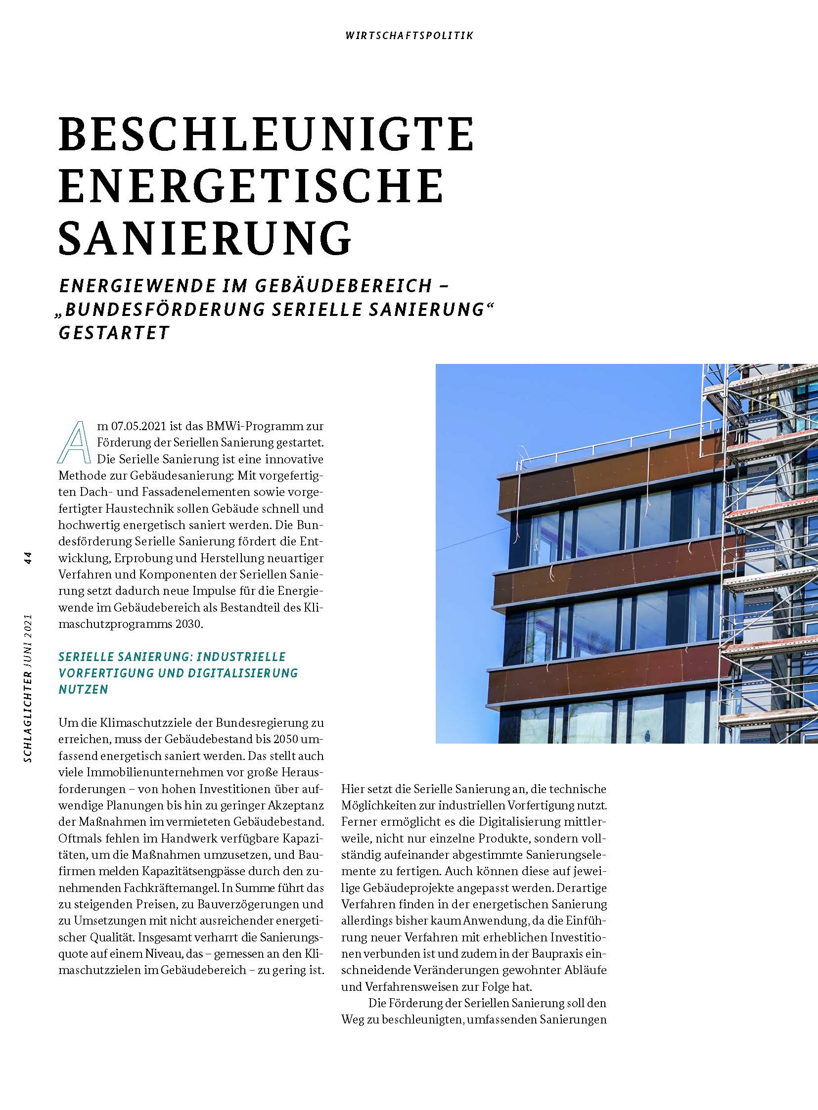 Cover der Publikation Schlaglichter der Wirtschaftspolitik "Beschleunigte energetische Sanierung "