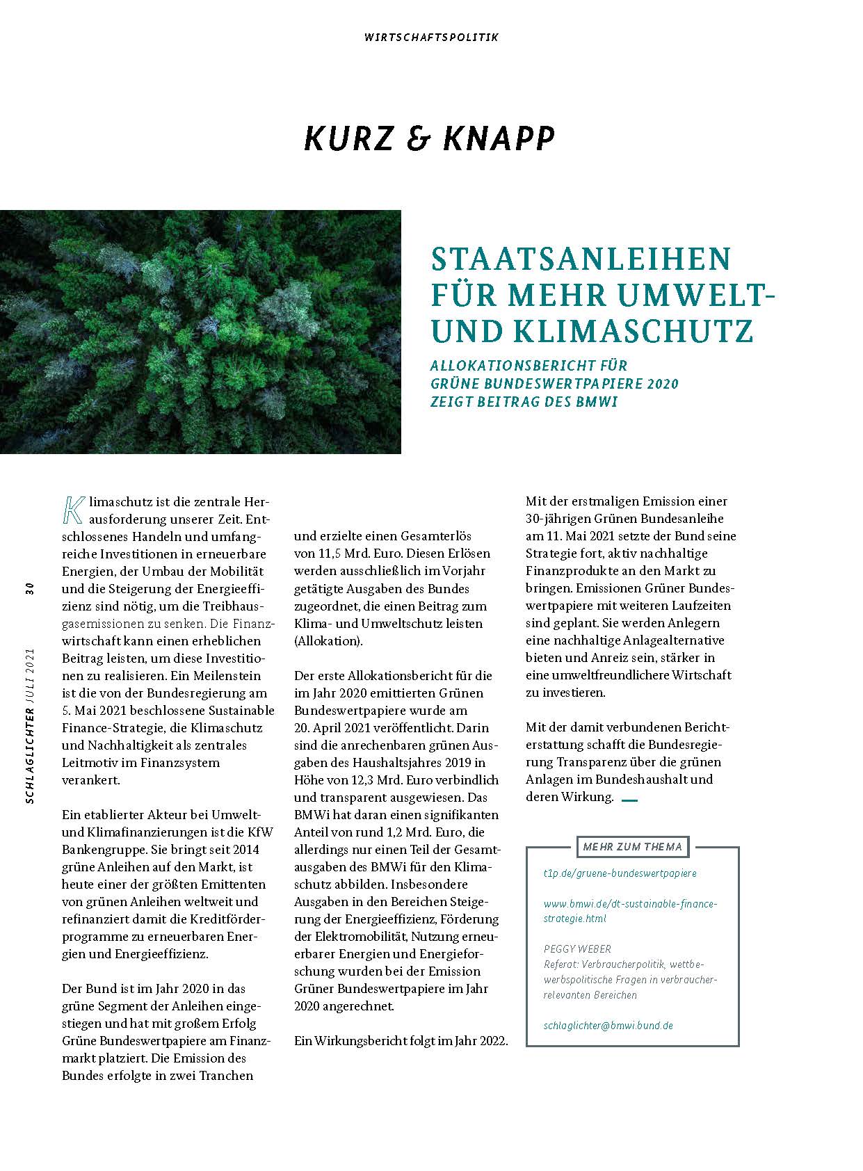 Cover der Publikation Schlaglichter der Wirtschaftspolitik "Kurz & Knapp"