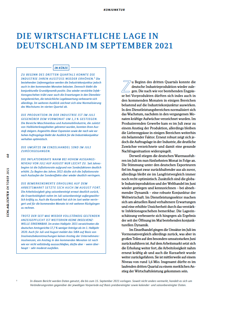Cover Wirtschaftliche Lage in Deutschland
