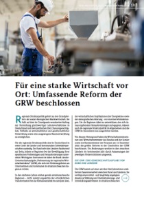 Cover Artikel Für eine starke Wirtschaft vor Ort: Umfassende Reform der GRW beschlossen
