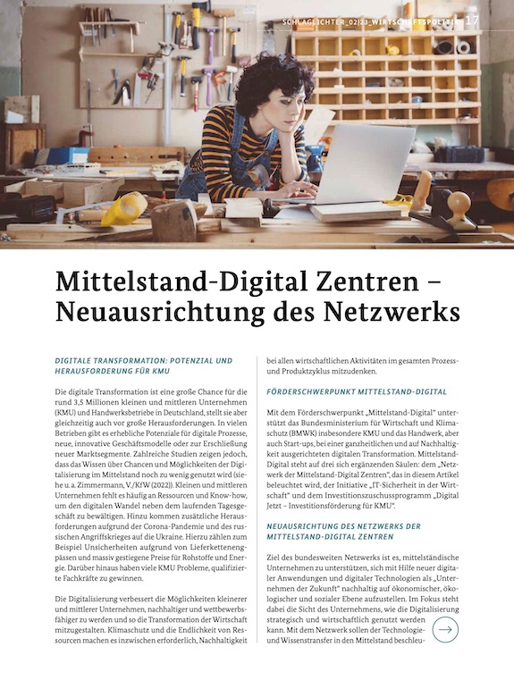 Cover Artikel Mittelstand-Digital Zentren – Neuausrichtung des Netzwerks