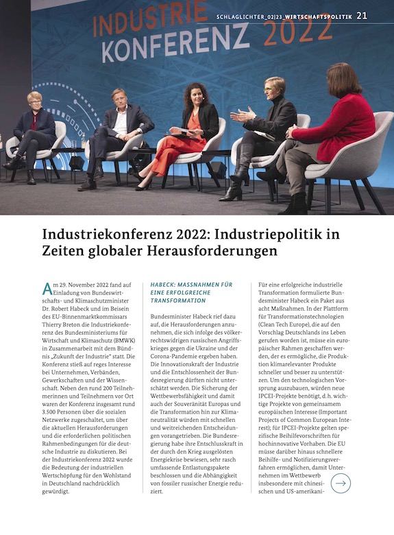Cover Industriekonferenz 2022: Industriepolitik in Zeiten globaler Herausforderungen