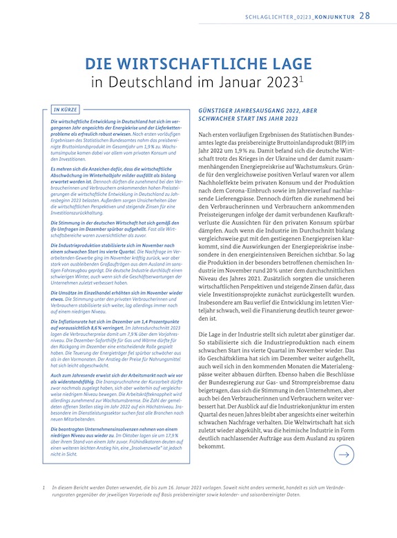 Cover Die wirtschaftliche Lage in Deutschland im Januar 2023