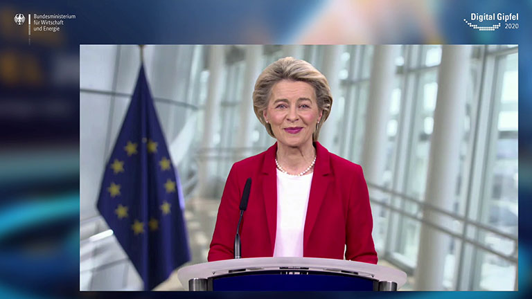 Screenshot aus dem Video: Der Digital-Gipfel 2020: Keynote Dr. Ursula von der Leyen Präsidentin der Europäischen Kommission