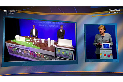 Screenshot aus dem Video: Der Digital-Gipfel 2020: Exponate-Besichtigung der Bundeskanzlerin