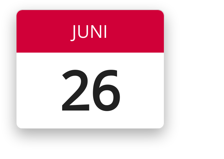 Abbildung eines Kalenderblatts vom 26. Juni