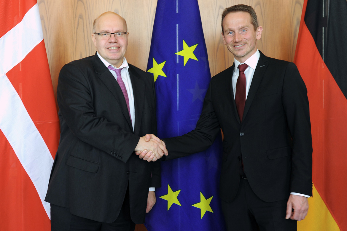 Minister Altmaier met with Danish Finance Minister Kristian Jensen for talks about current economic and energy issues in the Economic Affairs Ministry on 10 April 2018. 