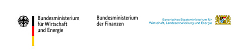 Logos of the Federal Ministry for Economic Affairs and Energy and the Federal Ministry of Finance and Bavaria