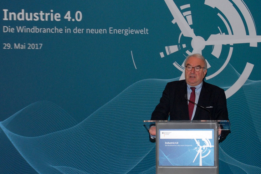 Parliamentary State Secretary Beckmeyer at the conference ‘Industrie 4.0 – the wind power industry in the new energy landscape’; Source: BMWI/Mertens